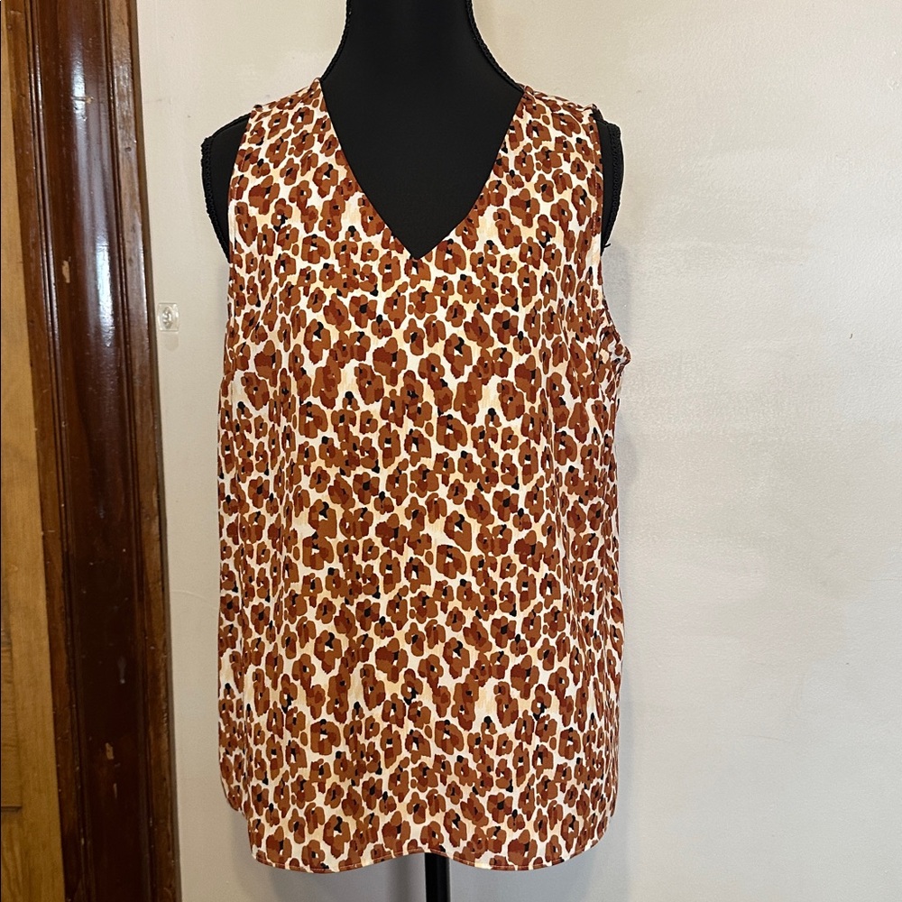 Nine West Brown and Black Animal Print Top